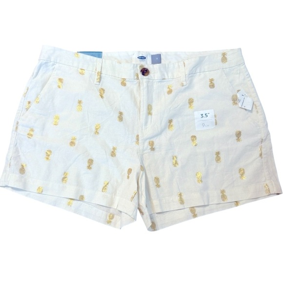 🌹NWT:OLD NAVY GOLD PINEAPPLE CUFFED SHORTS - Picture 2 of 8